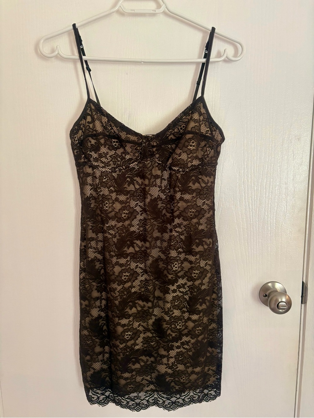 Wilfred Lace Overlay Dress | Nude Slip | Fitted | Size Small